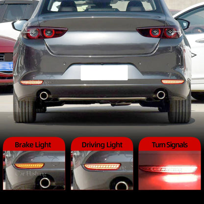 2Pcs for Mazda 3 Mazda3 Axela 2019 2020 2021 Car Rear Fog Lamp LED Rear Bumper Brake Light Dynamic Turn Signal Light Reflector