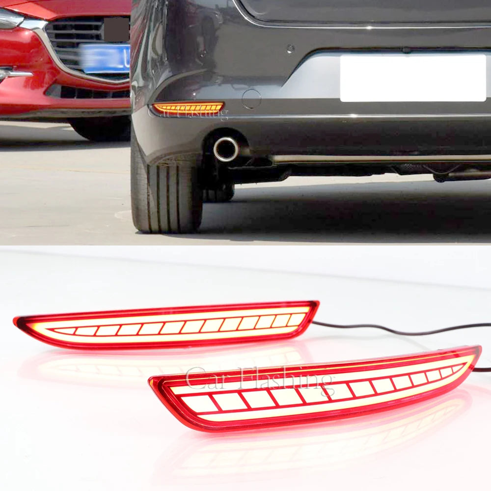 2Pcs for Mazda 3 Mazda3 Axela 2019 2020 2021 Car Rear Fog Lamp LED Rear Bumper Brake Light Dynamic Turn Signal Light Reflector