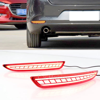 2Pcs for Mazda 3 Mazda3 Axela 2019 2020 2021 Car Rear Fog Lamp LED Rear Bumper Brake Light Dynamic Turn Signal Light Reflector