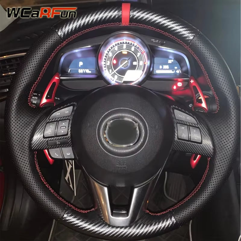 Leather Carbon Fiber Steering Wheel Cover for Mazda 3 Axela Mazda 6 Atenza Mazda 2 CX-3 CX-5 2013 2014 2015 2016 2017
